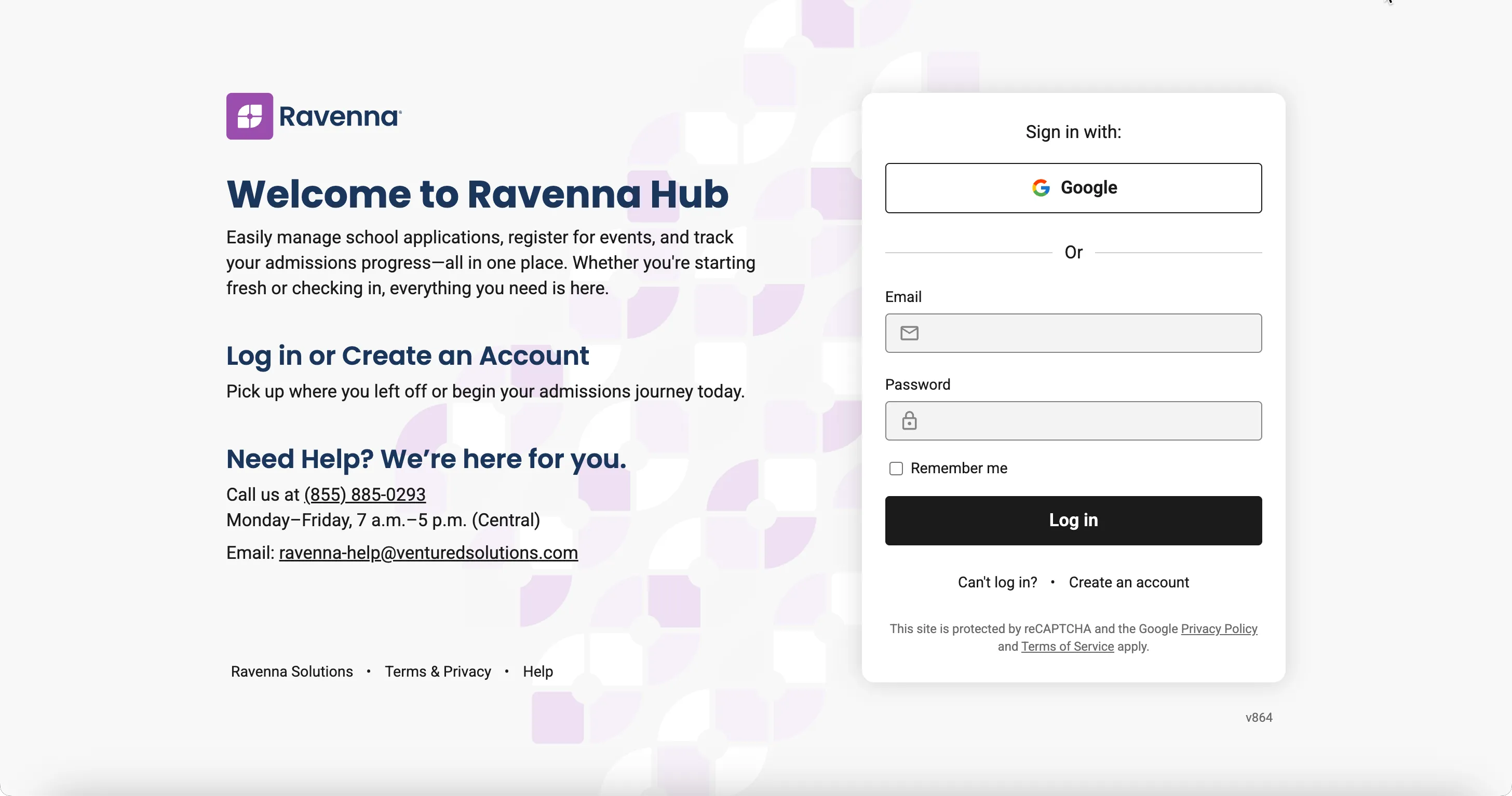 Ravenna platform login after redesign